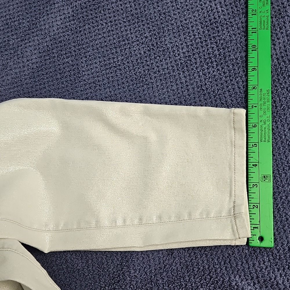 Tommy Bahama Metallic High Rise Ankle Denim: Metallic White/Silver: Size- 14 - Picture 10 of 15